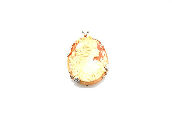 PENDENTE CAMMEO CORNIOLA 4GRIFFE 40MM IN ARGENTO 925°/°°