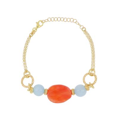 BRACCIALE AGATA ROSSA GIADA TORMALINA IN ARGENTO 925°/°°