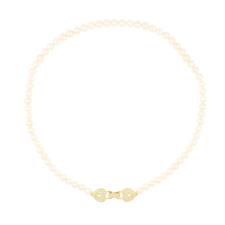 COLLANA PERLE DI FIUME CON CHIUSURA LUCCHETTO PAVE' ARGENTO 925°/°°