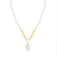 COLLANA CON PERLA BAROCCA PENDENTE E ALLORO IN ARGENTO 925°/°°