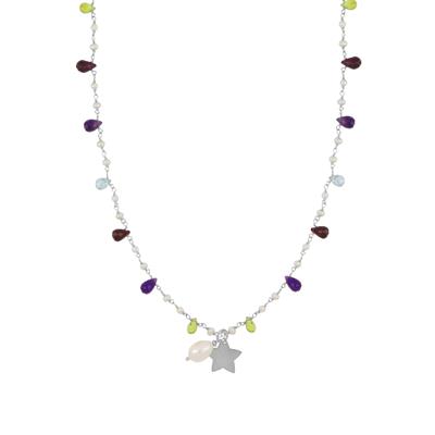 COLLANA PIETRE DURE PERLA PENDENTE E STELLINA IN ARGENTO 925°/°°