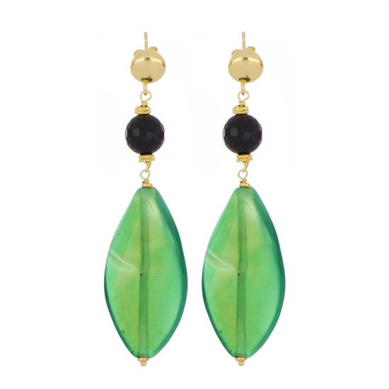ORECCHINO ONICE E AGATA VERDE IN ARGENTO 925°/°°