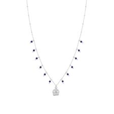COLLANA ROSARIO MINI ZIRCONI CAMPANELLA PENDENTE ARGENTO 925°/°°