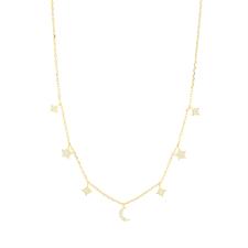COLLANA MINI STELLE E LUNA ZIRCONATI PENDENTI IN ARGENTO 925°/°°