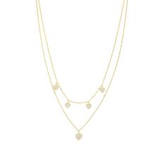 COLLANA DOPPIO FILO CUORI PENDENTI IN ARGENTO 925°/°°