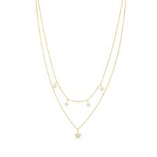 COLLANA DOPPIO FILO STELLE PENDENTI IN ARGENTO 925°/°°