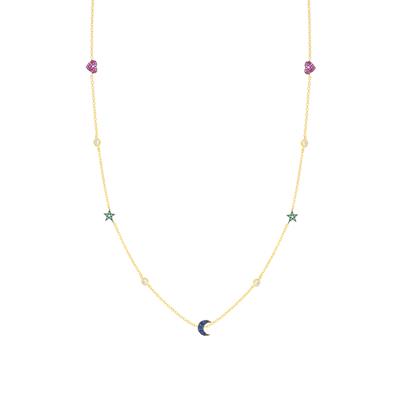 COLLANA STELLE CUORI E LUNE PASSANTI IN ARGENTO 925°/°°