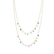 COLLANA DOPPIO FILO ZIRCONI PENDENTI IN ARGENTO 925°/°°