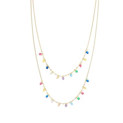 COLLANA DOPPIO FILO ZIRCONI PENDENTI IN ARGENTO 925°/°°