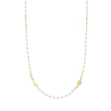 COLLANA ROSARIO GIROCOLLO AZZURRO IN ARGENTO 925°/°°
