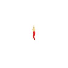 PENDENTE GRANDE CORNO SMALTO ROSSO CORONA REGINA ARGENTO 925°/°°