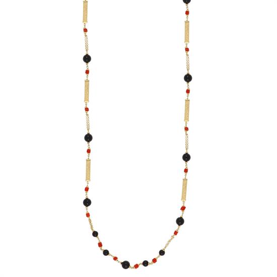 COLLANA BARRETTA BRILLANTINATA ONICE CORALLO ARGENTO 925°/°°
