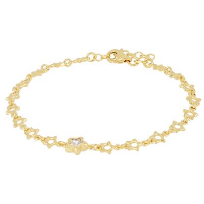 BRACCIALE CON STELLINE CENTRALE STELLA CZ BIANCO IN ARGENTO 925°/°°