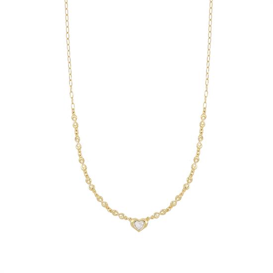 COLLANA CON INFINITI E CENTRALE CUORE CZ BIANCO IN ARGENTO 925°/°°