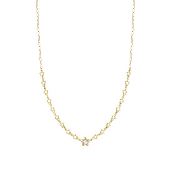 COLLANA CON STELLINE E CENTRALE STELLA CZ BIANCO IN ARGENTO 925°/°°
