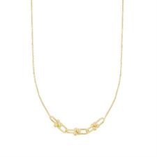 COLLANA CON CENTRALE MAGLIE OVALI DOPPIO PALLINO IN ARGENTO 925°/°°