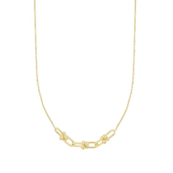 COLLANA CON CENTRALE MAGLIE OVALI DOPPIO PALLINO IN ARGENTO 925°/°°