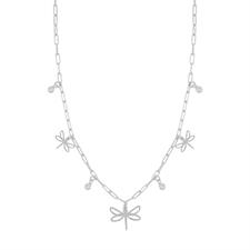 COLLANA OVALINA CON LIBELLULA E ZIRCONI IN ARGENTO 925°/°°
