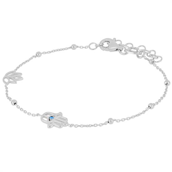 BRACCIALE MANO DI FATIMA CON CENTRALO SMALTO IN ARGENTO 925°/°°