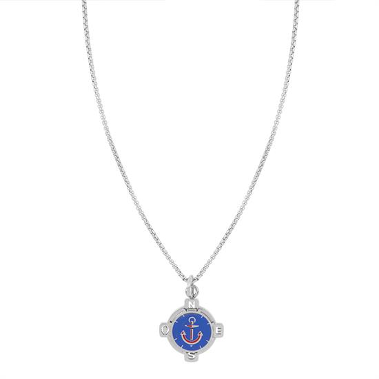 PENDENTE POP CORN E CENTRALE SMALTO BLU CON ANCORA IN ACCIAIO