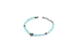 BRACCIALE ANCORA AGATA AZZURRA IN ARGENTO 925°/°°