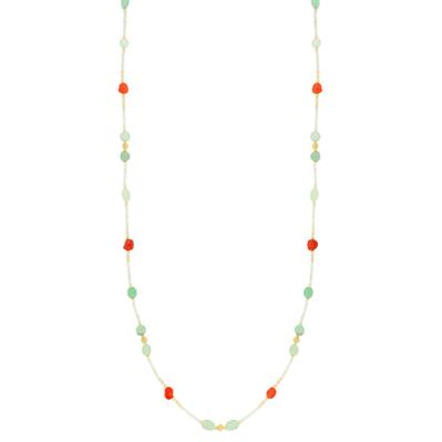 COLLANA SOTTILE CORALLO E PIETRE DURE IN ARGENTO 925°/°°