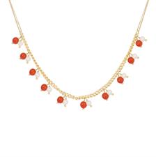 COLLANA GROUMETTA CORALLO E PERLE DI FIUME IN ARGENTO 925°/°°