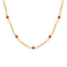 COLLANA RONDELLE E CORALLO IN ARGENTO 925°/°°