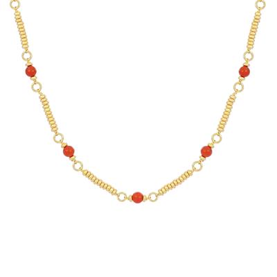 COLLANA RONDELLE E CORALLO IN ARGENTO 925°/°°