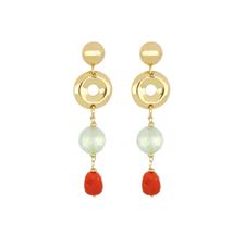 ORECCHINO CORALLO E PIETRE DURE IN ARGENTO 925°/°°
