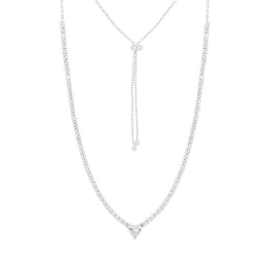 COLLANA TENNIS SCORSOIO CON CUORE ZIRCONATO IN ARGENTO 925°/°°