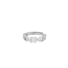 ANELLO RODIO TRAVERTINA ZIRCONE TAGLIO BAGUETTE IN ARGENTO 925°/°°