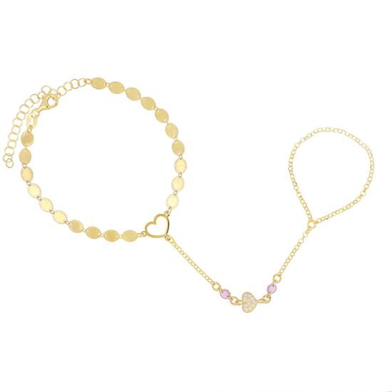 BACIAMANO OVALINI DIAMANTATI CON CUORE PAVE ZIRCONI ARGENTO 925°/°°
