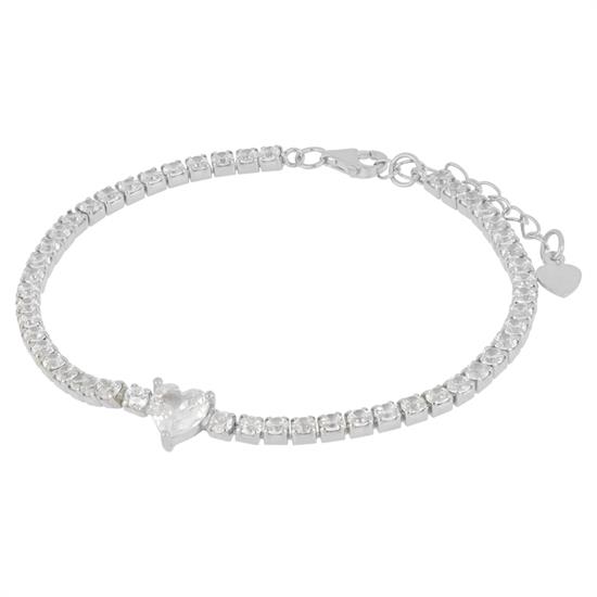 BRACCIALE TENNIS CON CUORE ZIRCONATO IN ARGENTO 925°/°°