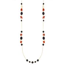 COLLANA SASSI ONICE E FRANGETTE DI CORALLO IN ARGENTO 925°/°°