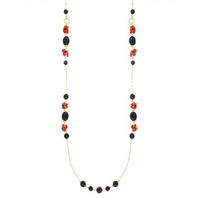 COLLANA SASSI ONICE E FRANGETTE DI CORALLO IN ARGENTO 925°/°°
