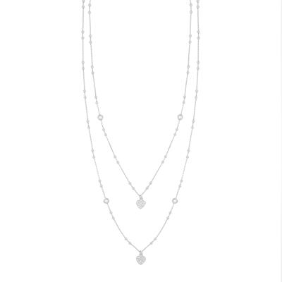 COLLANA MODELLO ROSARIO DOPPIO FILO ZIRCONI CUORE ARGENTO 925°/°°
