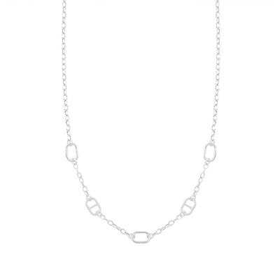 COLLANA MAGLIE OVALI E MAGLIE MARINE ALTERNATE IN ARGENTO 925°/°°