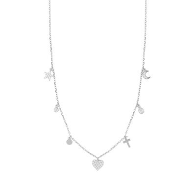 COLLANA MINI SOGGETTI CUORE CROCE STELLA ZIRCONATI ARGENTO 925°/°°