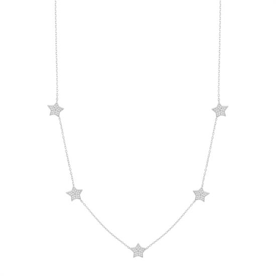 COLLANA CINQUE STELLE ZIRCONATE IN ARGENTO 925°/°°