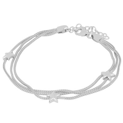 BRACCIALE TRE FILI CODA DI VOLPE STELLE IN ARGENTO 925°/°°