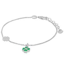 BRACCIALE QUADRIFOGLIO E QUADRIFOGLIO SMALTATO IN ARGENTO 925°/°°