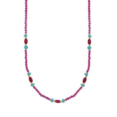COLLANA SPINELLO FUXIA GIADA PORPORA TURCHESE IN ARGENTO 925°/°°