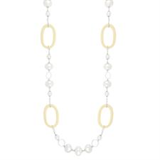 COLLANA MADREPERLA SMATALTATA OVALI E RAZZA IN ARGENTO 925°/°°