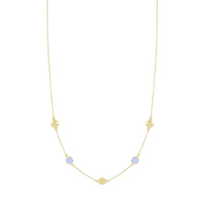 COLLANA TONDO ARGENTO E PIETRA QUADRATA CERNIERA IN ARGENTO 925°/°°
