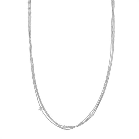 COLLANA TRE FILI CODA DI VOLPE STELLE IN ARGENTO 925°/°°