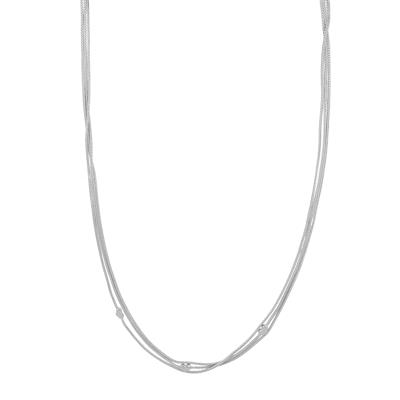 COLLANA TRE FILI CODA DI VOLPE CUORI IN ARGENTO 925°/°°