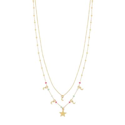 COLLANA MICRO SOGGETTI E RONDELLE SMALTATE IN ARGENTO 925°/°°
