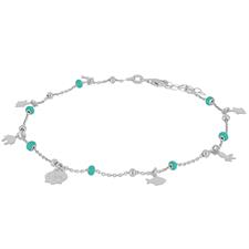 CAVIGLIERA CAPRI SOGGETTI MARINI E RONDELLE SMALTATE ARGENTO 925°/°°