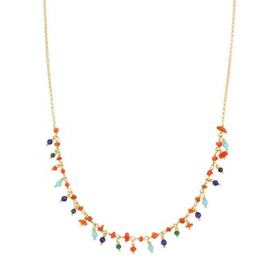 COLLANA CORALLO PASTA DI TURCHESE MALACHITE E LAPIS ARGENTO 925°/°°